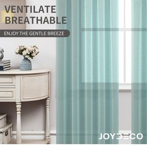 NWT Joydeco pair of sheer turquoise curtains
